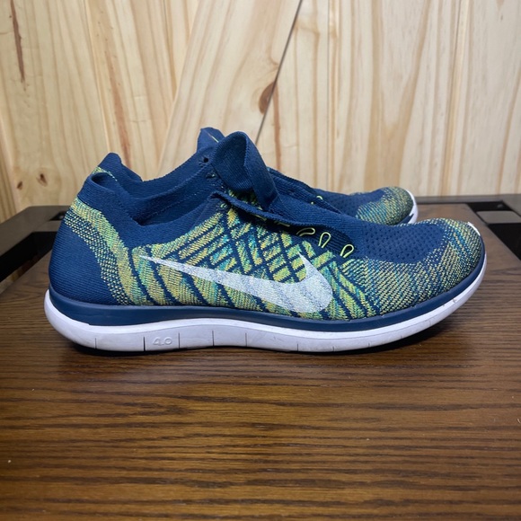 Nike Free 4.0 Flyknit Men’s Blue Green Running Shoes Size 11 Style 717075-402 - Picture 8 of 9